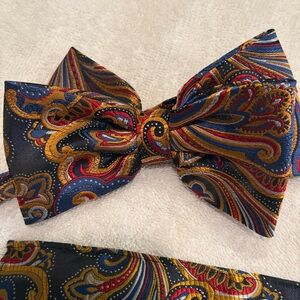 NY Collection Multicolor Paisley Bow Tie